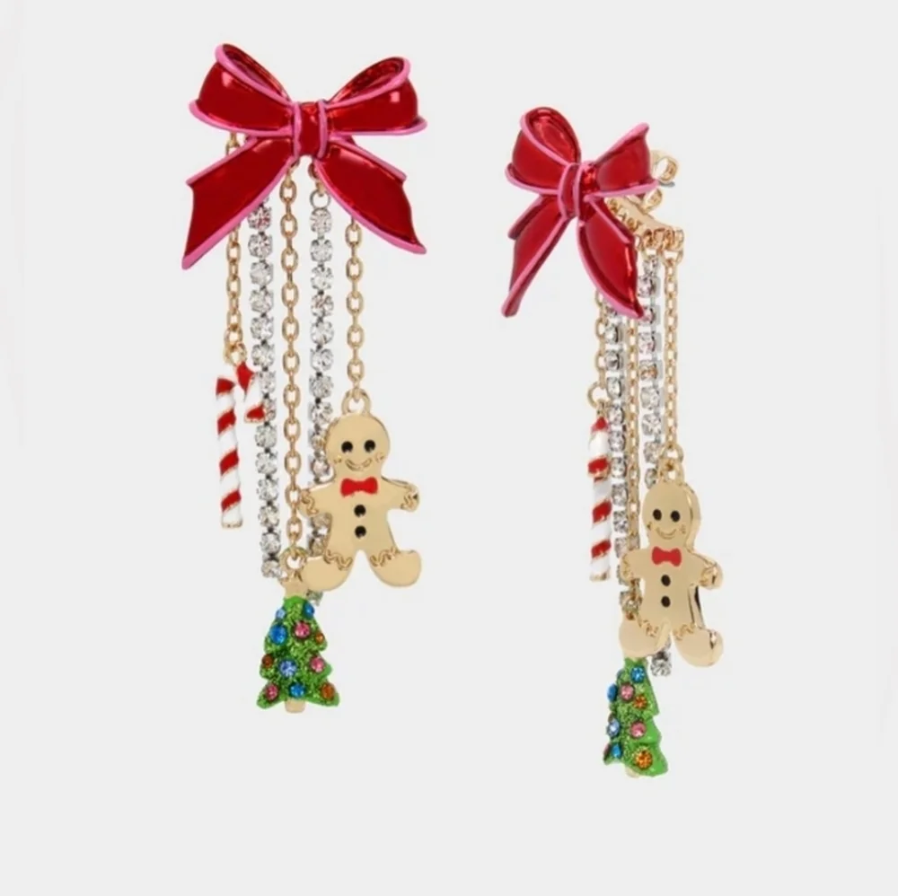 🎄▪️Betsey Johnson▪️ Holiday Candy Cane Chandelier  Drop Convertible Earrings